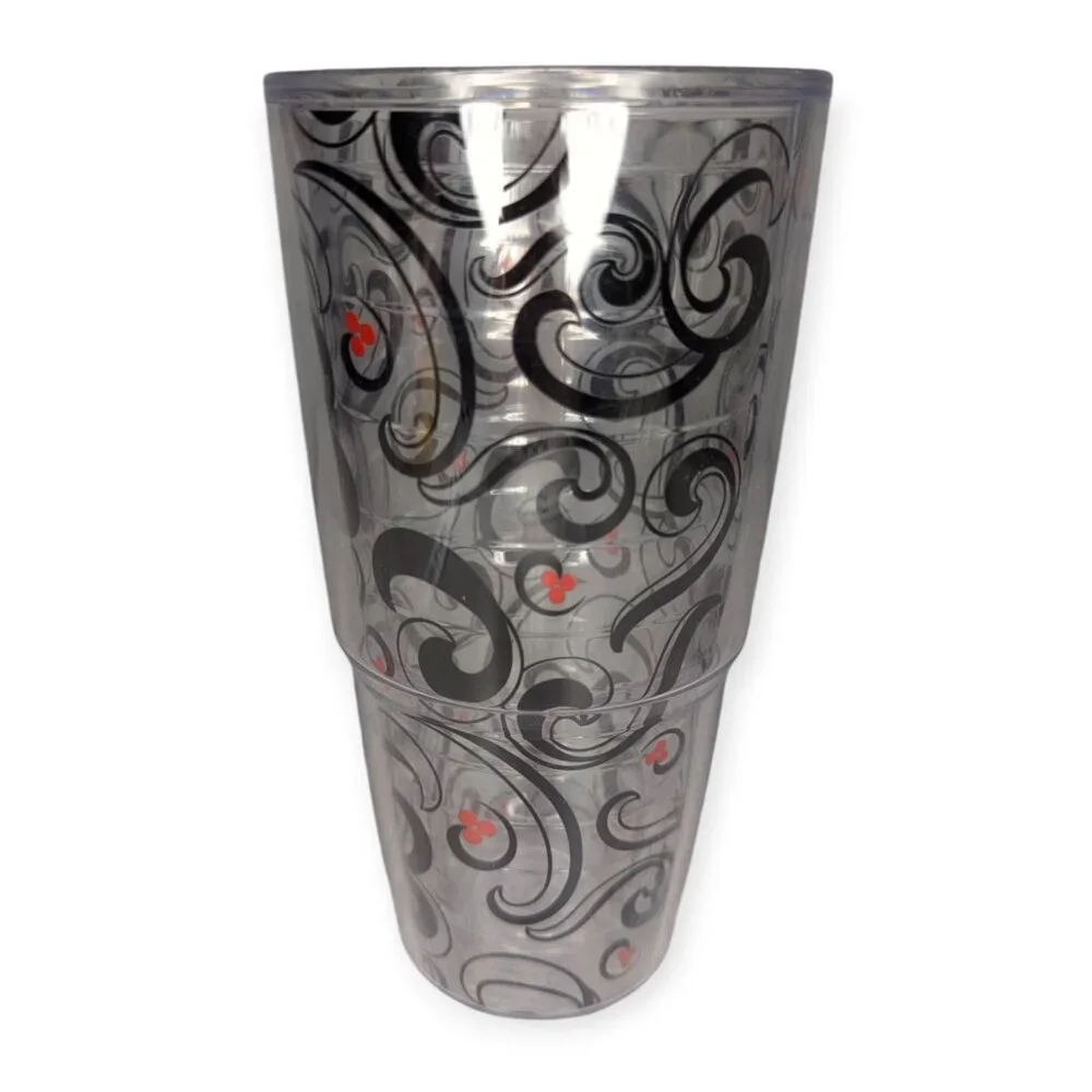 Tervis 24 oz Tumbler Black Swirl w/Red Berries No Lid
